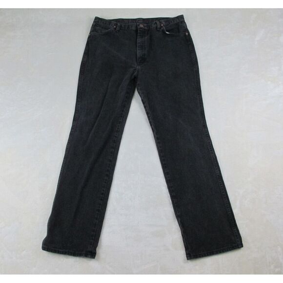 Wrangler Pants Mens 38 Black‎ Denim Jeans Western 936WBK Pockets Casual 38X34* - Picture 1 of 13